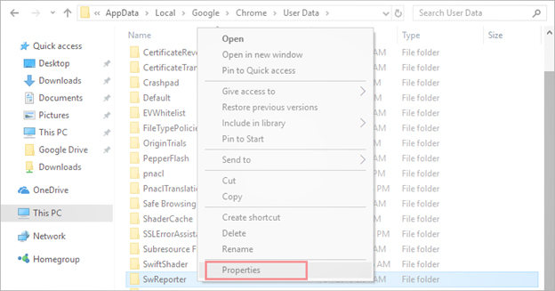 Right-click-the-SwReporter-folder