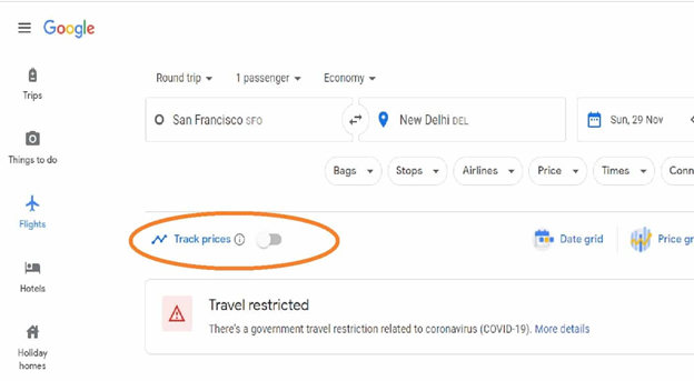 Step by step guide on Google Flight Price Tracker