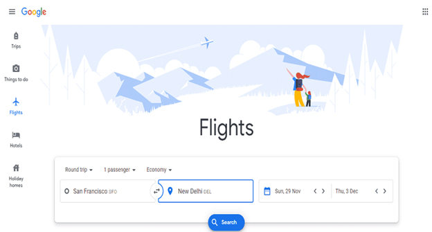 Use Google Flights to search anywhere